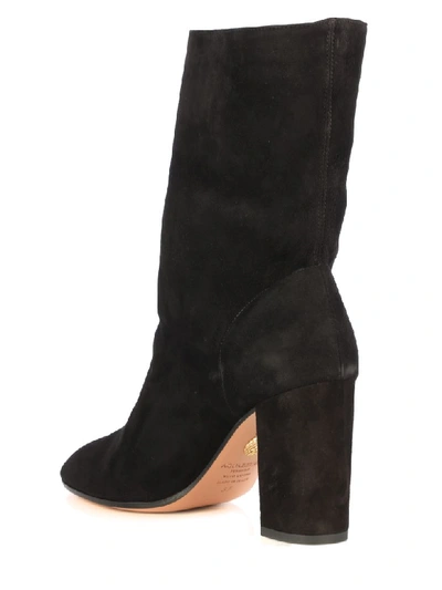 Shop Aquazzura Boogie Bootie 85 Suede/stivaletto Tacco 85 In Black