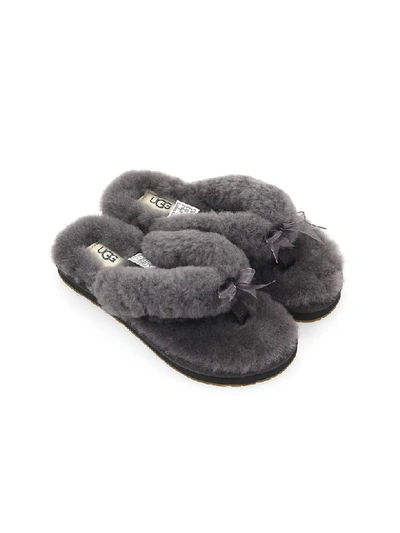 Shop Ugg Grey Fluff Flip Flop In Grey (grey)