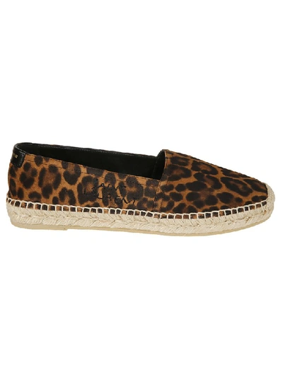 Shop Saint Laurent Animal Print Espadrilles In Coffee