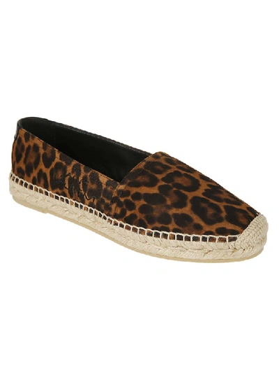 Shop Saint Laurent Animal Print Espadrilles In Coffee