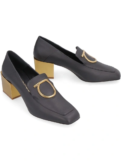 Shop Ferragamo High Heel Leather Loafers In Black