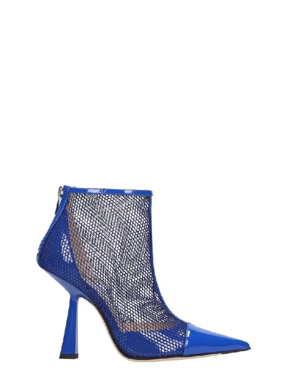 Shop Jimmy Choo Kix 100 High Heels Ankle Boots In Blue Leather