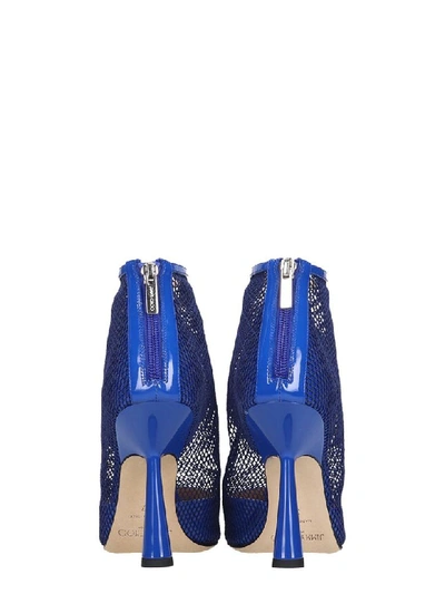 Shop Jimmy Choo Kix 100 High Heels Ankle Boots In Blue Leather