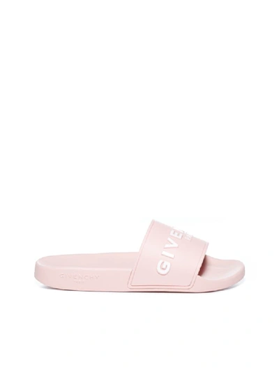 Shop Givenchy Slide Flat Shoes In Nude Pink