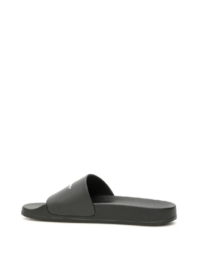 Shop Stella Mccartney Logo Rubber Slides In Black White (black)