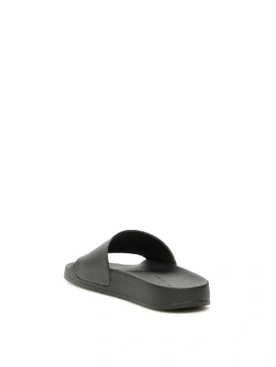 Shop Stella Mccartney Logo Rubber Slides In Black White (black)