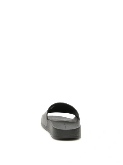 Shop Stella Mccartney Logo Rubber Slides In Black White (black)