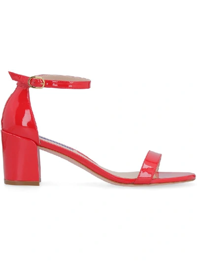 Shop Stuart Weitzman Simple Patent Leather Sandals In Red