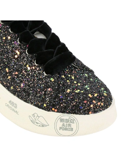 Shop Premiata Sneakers In Glitter Fabric With Maxi Platform Sole In Black