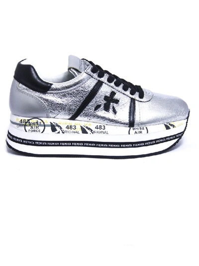Shop Premiata Beth Sneakers In Silver-finish Satin Leather In Argento