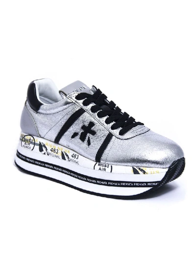 Shop Premiata Beth Sneakers In Silver-finish Satin Leather In Argento