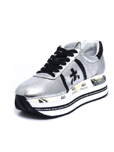 Shop Premiata Beth Sneakers In Silver-finish Satin Leather In Argento