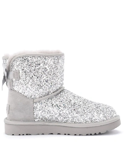 Shop Ugg Classic Mini Cosmos Ankle Boots Silver In Sheepskin With Sequins In Argento