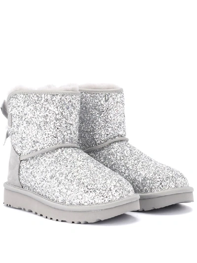 Shop Ugg Classic Mini Cosmos Ankle Boots Silver In Sheepskin With Sequins In Argento