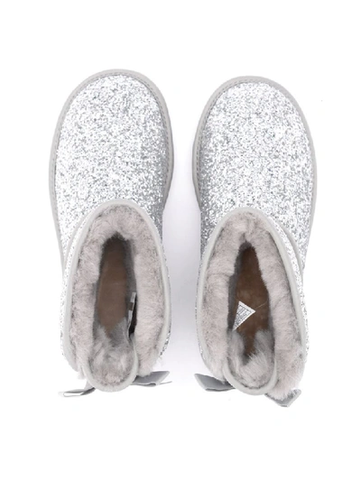 Shop Ugg Classic Mini Cosmos Ankle Boots Silver In Sheepskin With Sequins In Argento