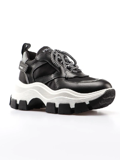 Shop Prada Pegasus Sneaker 075 In Nero+bianco