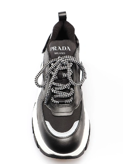 Shop Prada Pegasus Sneaker 075 In Nero+bianco