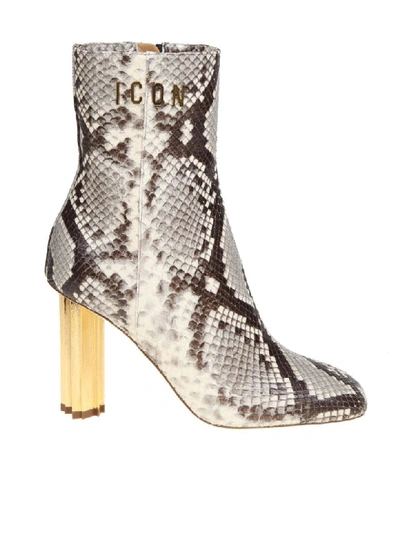 Shop Dsquared2 Leather Ankle Boot With Snake Print In Piton