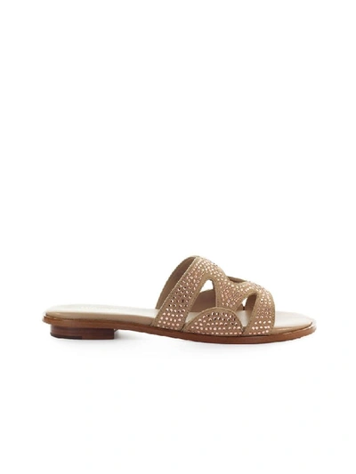 Shop Michael Kors Annalee Beige Slide With Rhinestones In Sahara