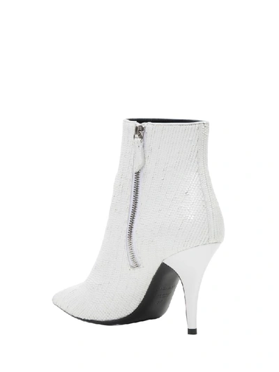 Shop Casadei Delfina Heel Sequined Ankle Boots In Bianco