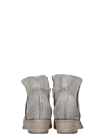 Shop Elena Iachi Low Heels Ankle Boots In White Suede
