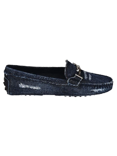 Shop Balmain Flat Shoes In Blue Denim