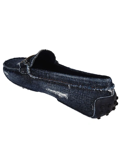 Shop Balmain Flat Shoes In Blue Denim