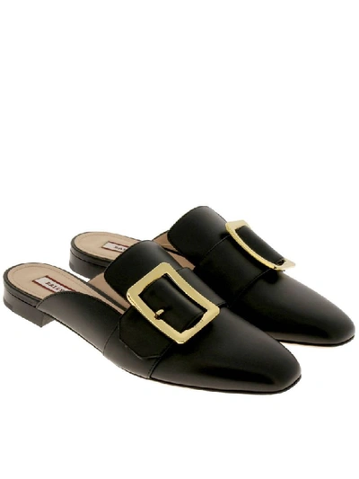 Shop Bally Sabots In Smooth Leather With Maxi Metal Buckle In Black