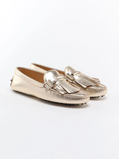 Shop Tod's Fringe Loafer In Oro Chiaro