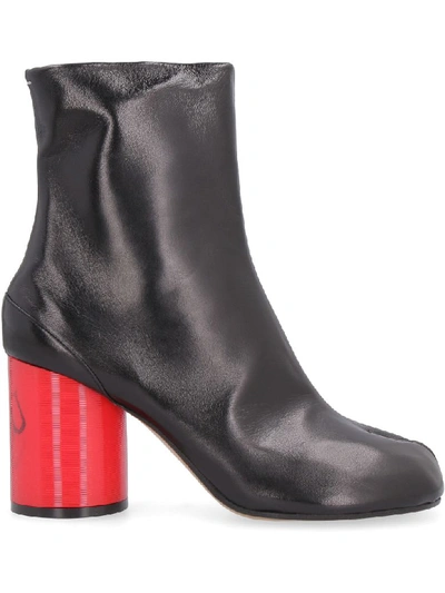 Shop Maison Margiela Tabi Hologram Leather Ankle Boots In Black