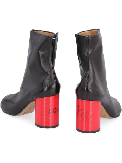 Shop Maison Margiela Tabi Hologram Leather Ankle Boots In Black