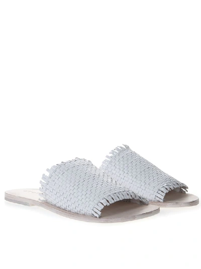 Shop Strategia White Leather Slipper Sandal
