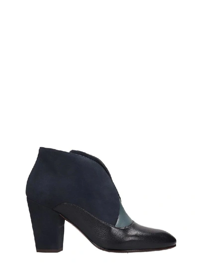 Shop Chie Mihara Elgi High Heels Ankle Boots In Blue Suede And Leather