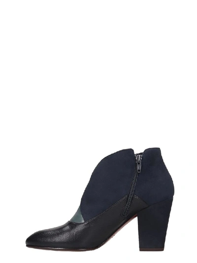 Shop Chie Mihara Elgi High Heels Ankle Boots In Blue Suede And Leather