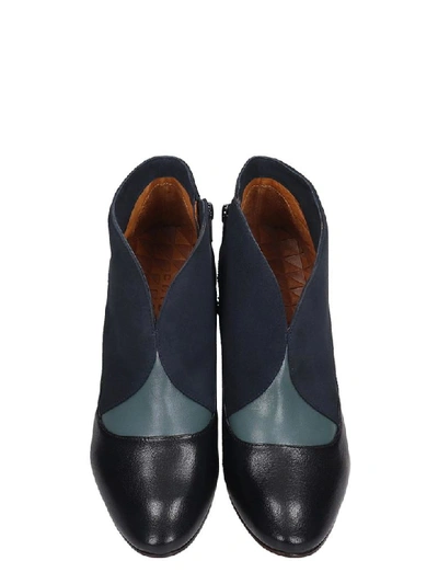 Shop Chie Mihara Elgi High Heels Ankle Boots In Blue Suede And Leather