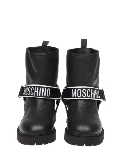 Shop Moschino Bikers Boots In Black Leather