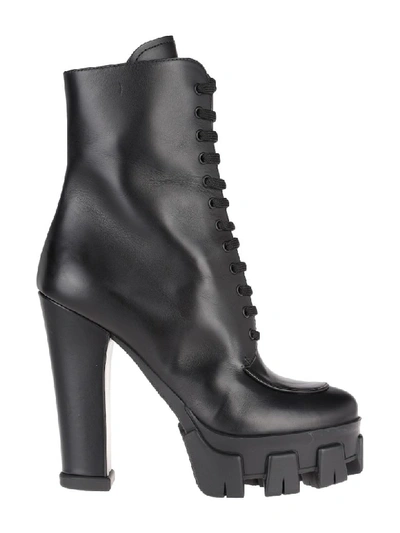 Shop Prada Lace-up Boots In Black
