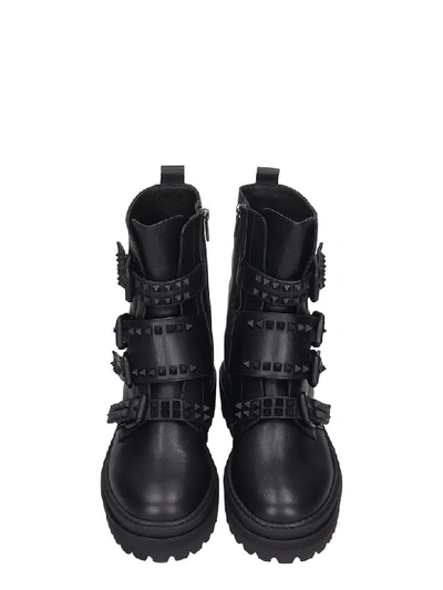 Shop Le Silla Combat Boots In Black Leather