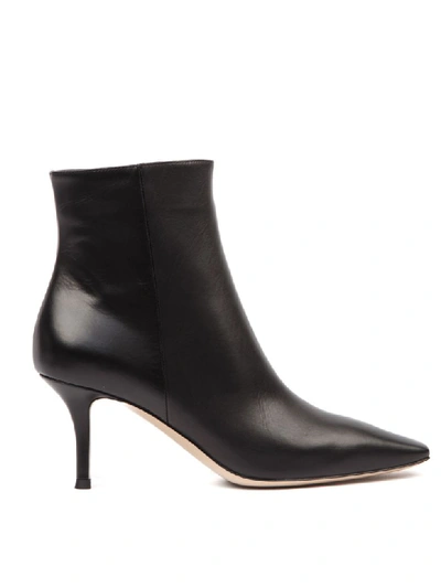 Shop Gianvito Rossi Black Leather Stiletto Ankle Boots