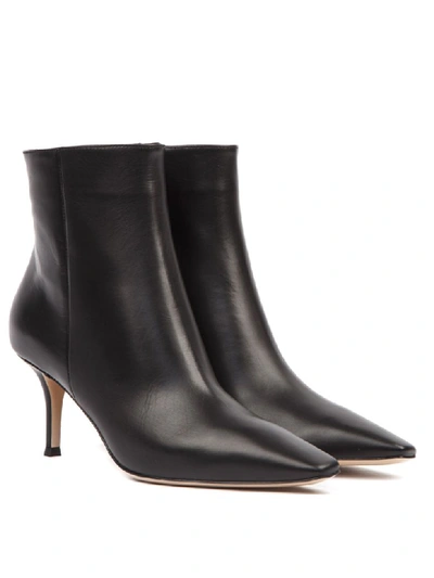 Shop Gianvito Rossi Black Leather Stiletto Ankle Boots