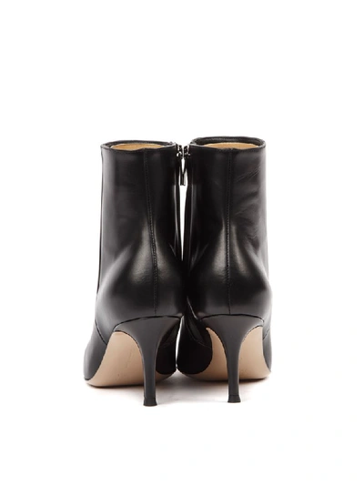 Shop Gianvito Rossi Black Leather Stiletto Ankle Boots