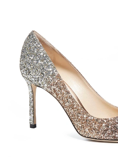 Shop Jimmy Choo Romy 85 High-heeled Shoe In Rose Gold Gold Silver