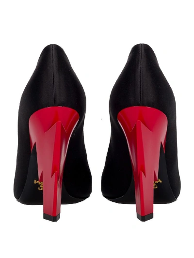 Shop Prada Thunder Heel Pumps In Black + Red