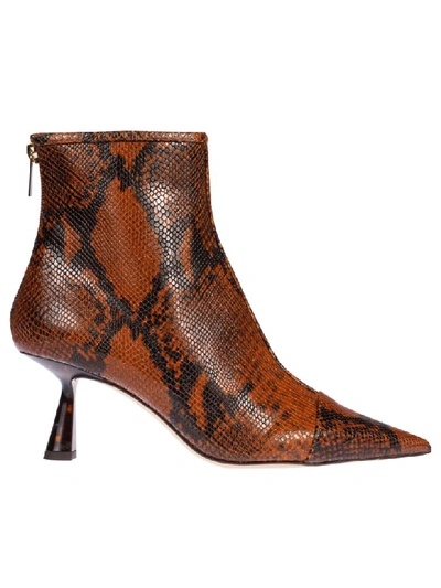 Shop Jimmy Choo Snake Print Ankle Boots In Cuoio