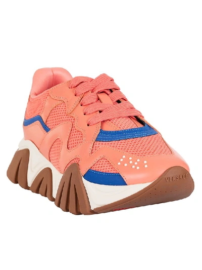 Shop Versace Logo Sneakers In Pink