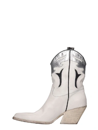 Shop Elena Iachi Texan Ankle Boots In White Leather
