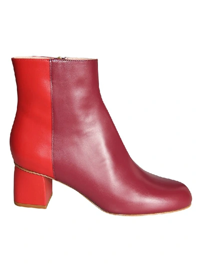 Shop Red Valentino Zipped Boots In Dark Red