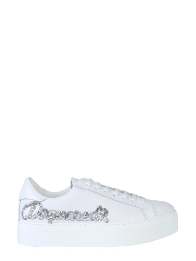 Shop Dsquared2 Sneaker With Sequined Logo In Bianco