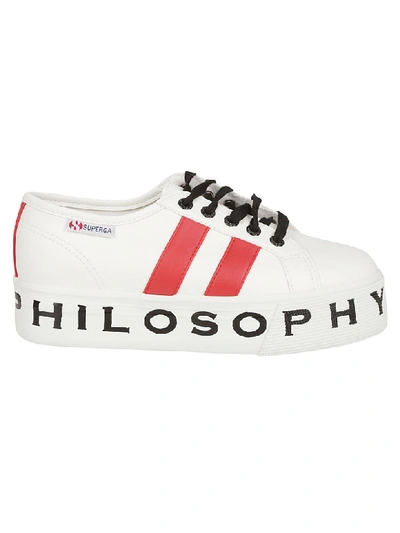 Shop Philosophy Di Lorenzo Serafini Logo Print High Platform Sneakers In Bianco/rosso