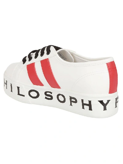 Shop Philosophy Di Lorenzo Serafini Logo Print High Platform Sneakers In Bianco/rosso